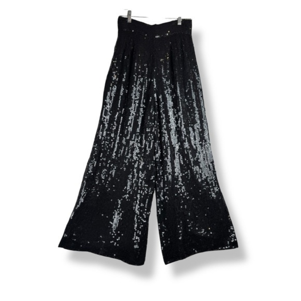 Scarlet Rage Vintage 80s Black‎ Silk Sequin Palazzo Pants Fits Womens Size XS S